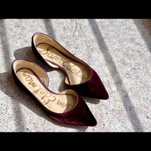 Sam Edelman red velvet  flat shoes, size 7